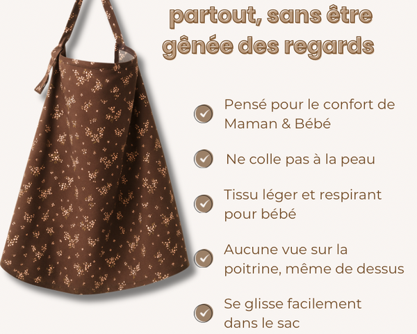 Cape d'allaitement en coton + sac de transport assorti