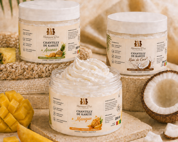 Trio Gourmand de Chantilly de Karité : Mangue, Ananas & Noix de Coco
